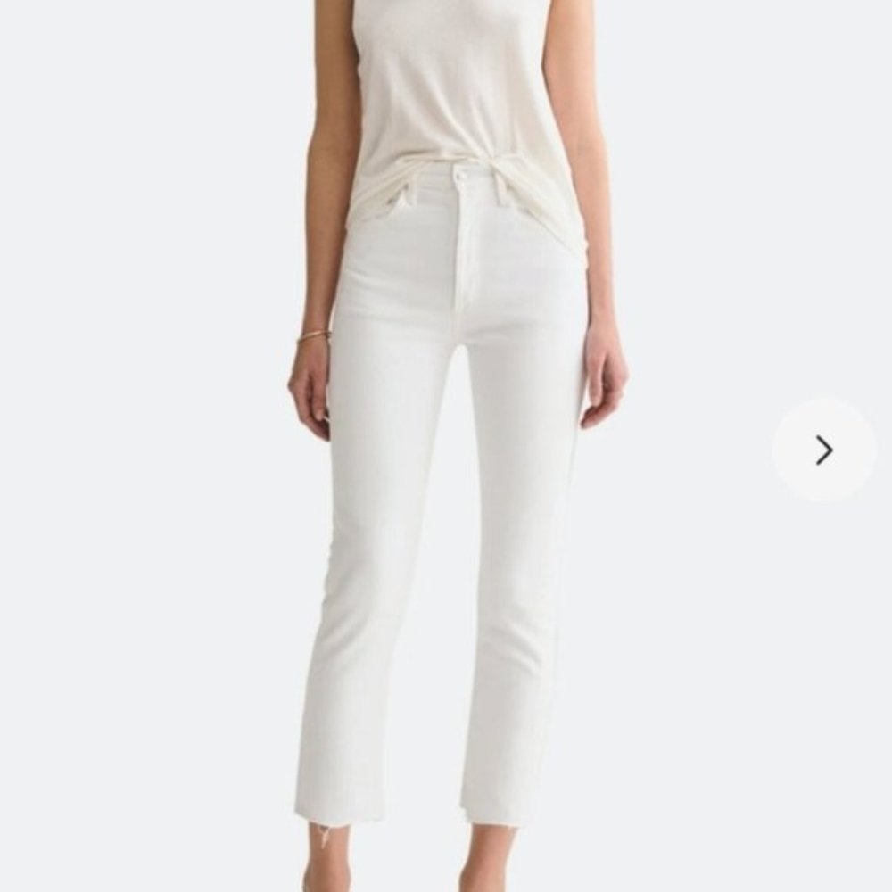 AGOLDE Riley High Rise Straight Crop White Raw Hem 29 REVOLVE